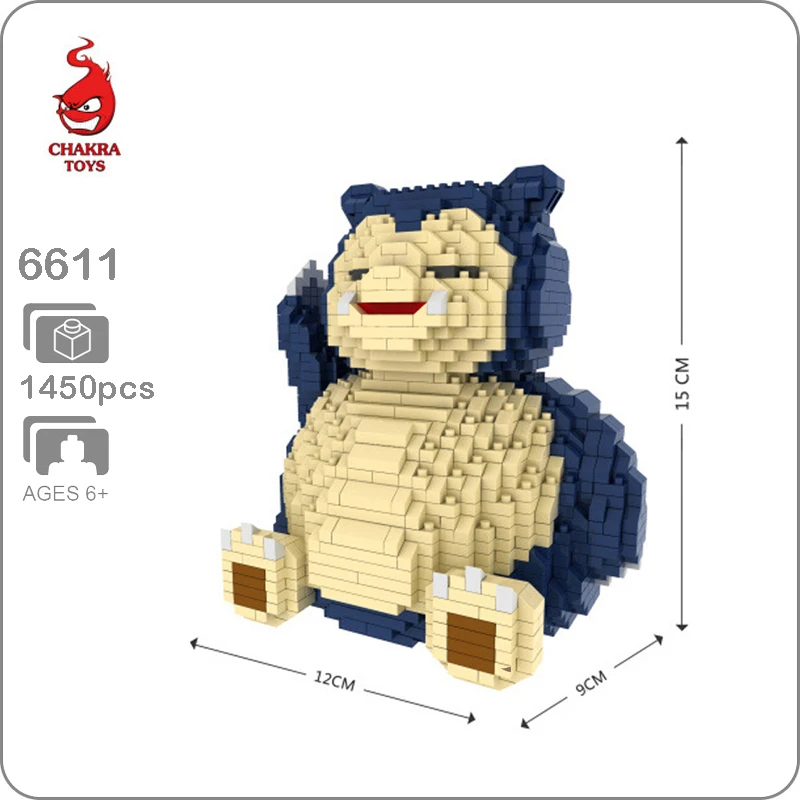 CHAKRA 6609 Snorlax Bear 3D модель 1880 шт. DIY микроконструктор Мини Строительные маленькие