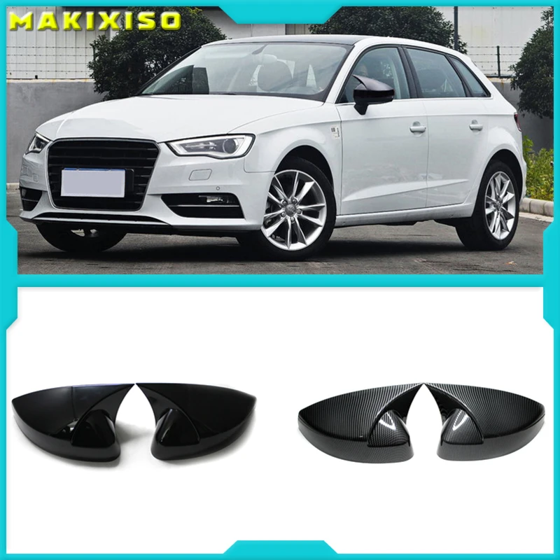 

For Audi A3 S3 8V RS3 2013 2014 2015 2016 2017 2018 2019 RearView Mirror Case Cover Carbon fiber pattern or Black Cover