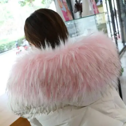 pink plus Осенне-зимний женский супер большой искусственный воротник, шапка из лисьего меха, большой воротник из меха енота, воротник с капюшоном, шарф-накидка, 80 см, tb001 - Цвет: pink plus