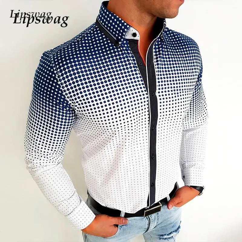 

Fashion Autumn Long Sleeve Shirts 2022 Spring Retro Digital Printed Buttoned Mens Tops Casual Turn-down Collar Top Men Clothing