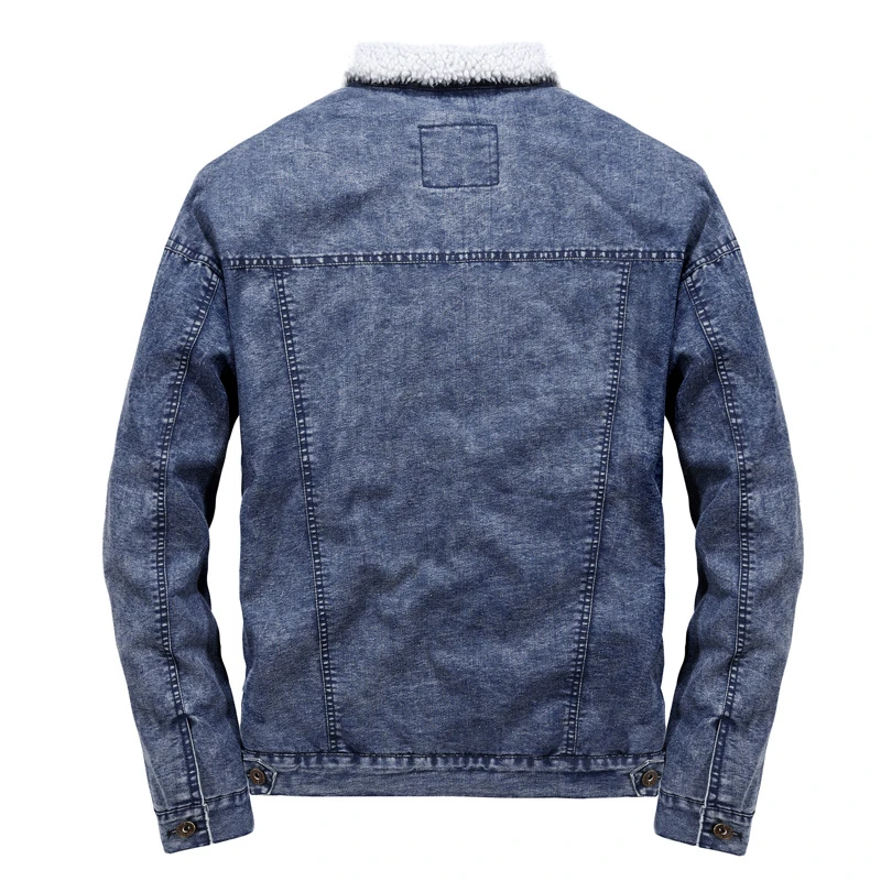 Зимняя джинсовая куртка мужская флисовая утолщенная теплая куртка-бомбер для