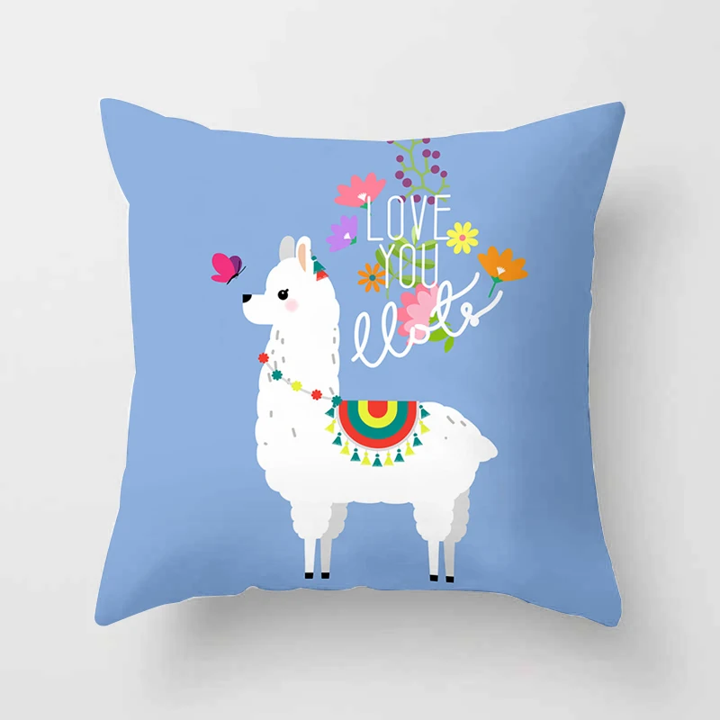 

Cartoon Alpaca Animal Decorative Cushions Pillowcase Polyester Cushion Cover Throw Pillow Sofa Decoration Pillowcover 40853-4