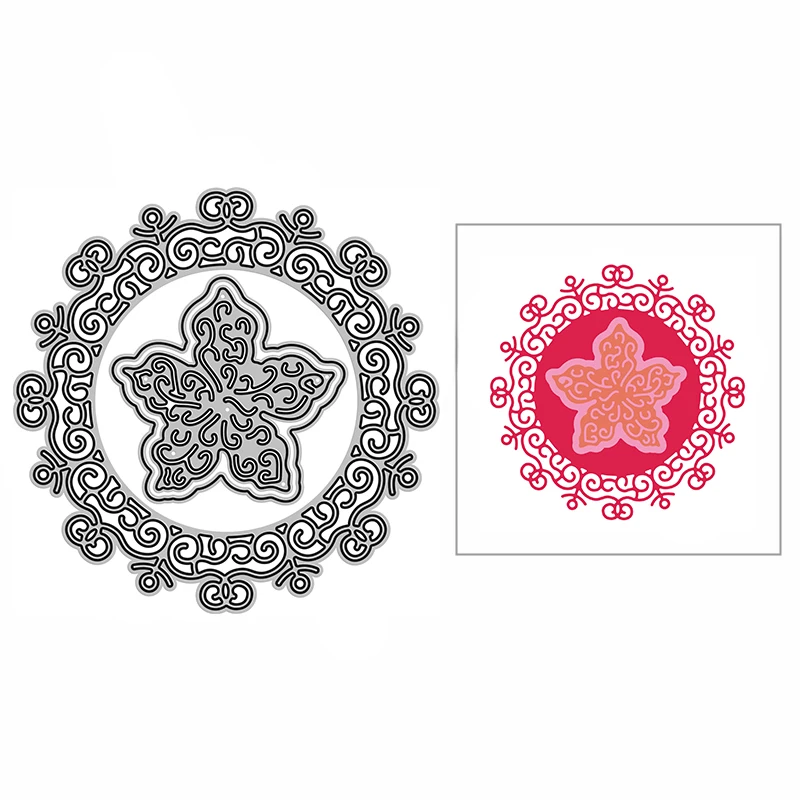 

Новинка 2021, кружевная круглая рамка, цветок, металлические пресс-формы для творчества, изготовления открыток и скрапбукинга, бумажный декор...