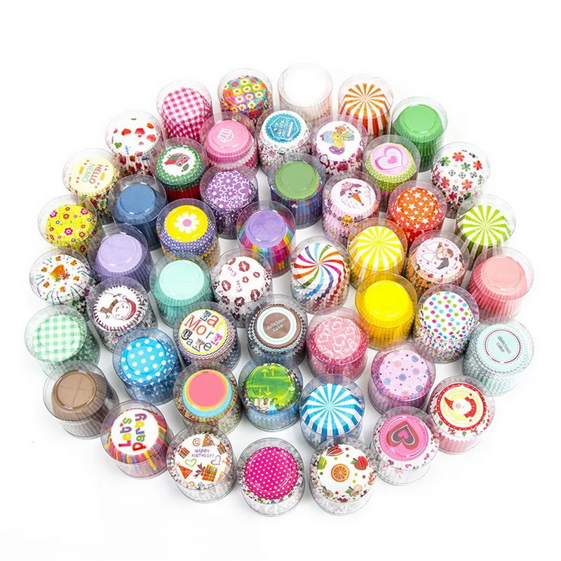 100Pcs торт кекс Бумага чашки коробки для тортов и пирожных форма порционного кекса