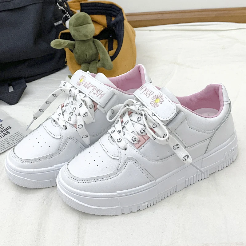 

Big Size Women Sneakers Autumn Leather Light White Sneaker Female Platform Vulcanized Shoes Spring Casual Breathable Sports Shoe