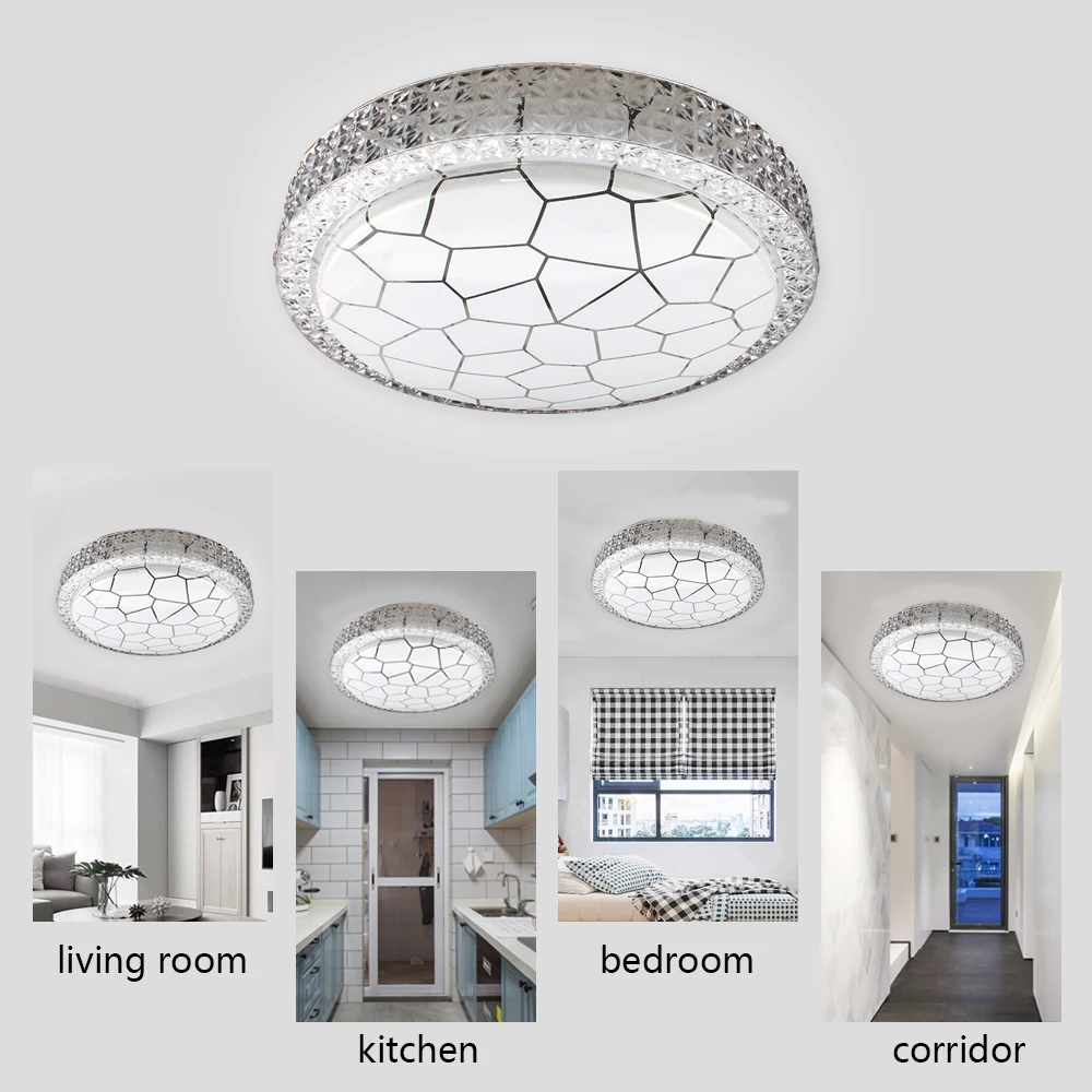 VIPMOON 12W soporte empotrado de LED de techo cristal claro lámpara blanco 6500K 7,48 pulgadas para baño cocina