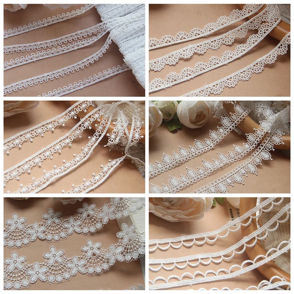 

Изысканное нежно-белое цветовое искусственное кружево 10 ярдов оптом 2021 августа