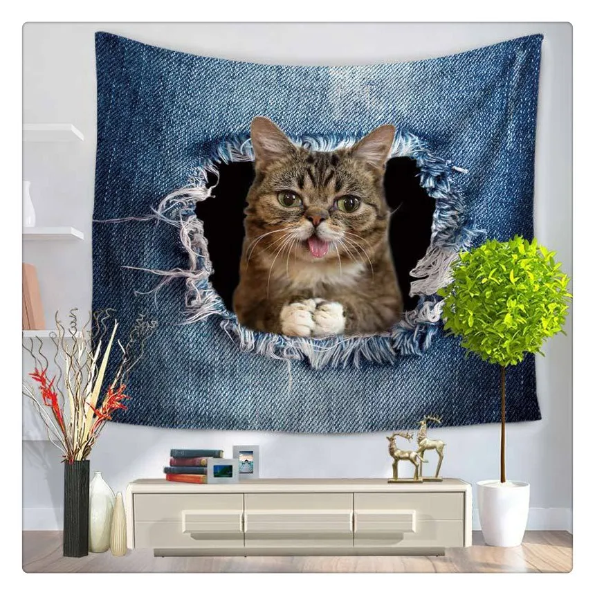 3D креативный ковбойский настенный Рисунок серии крутых кошек гобелен из