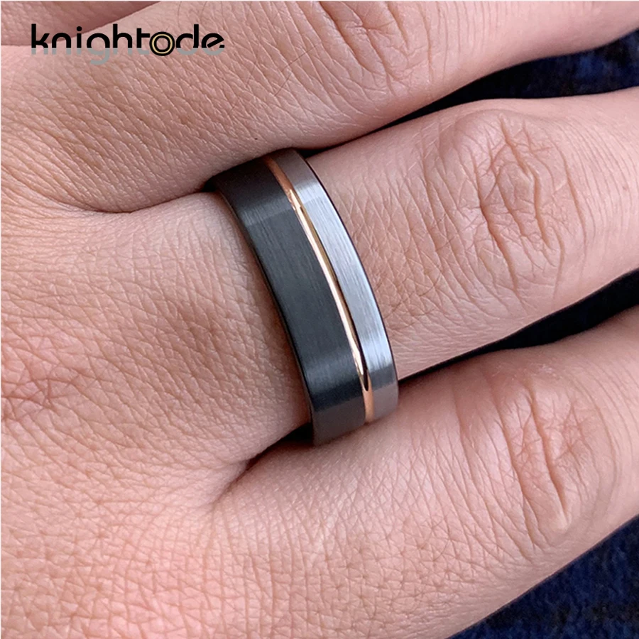 8 мм для мужчин и женщин вольфрамовые карбидные кольца плоское Черное