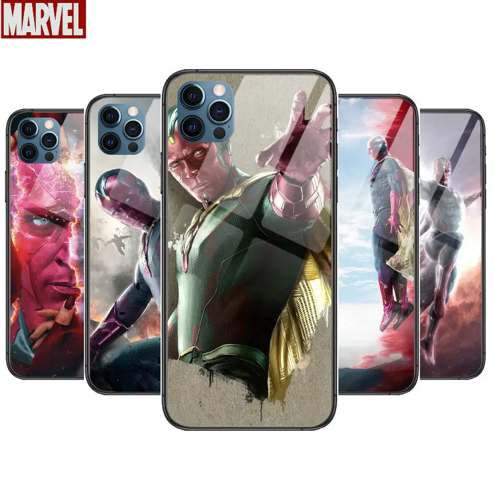 

Marvel Superhero Vision Anime Phone Case cover For iphone 12 Pro Max 11 8 7 6 S XR PLUS X XS SE 2020 mini black cell shell
