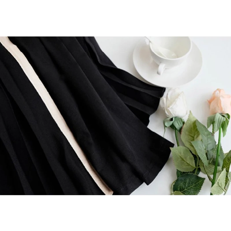 2022 Summer Plus Size 4XL Women Tunic Dress O-Neck Loose Ladies Vestidos Dresses Black Color Patchwork Female Robe Dress KE1073