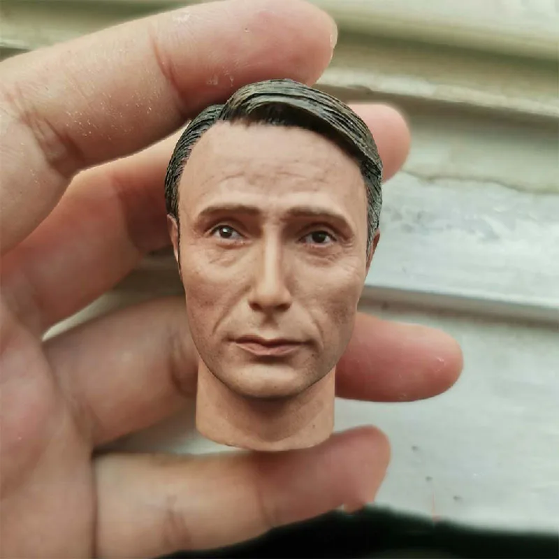 

In Stock 1/6 Scale Mads Mikkelsen Head Sculpt PVC Male Head Carving Model for 12'' Soldier Action Figure Body