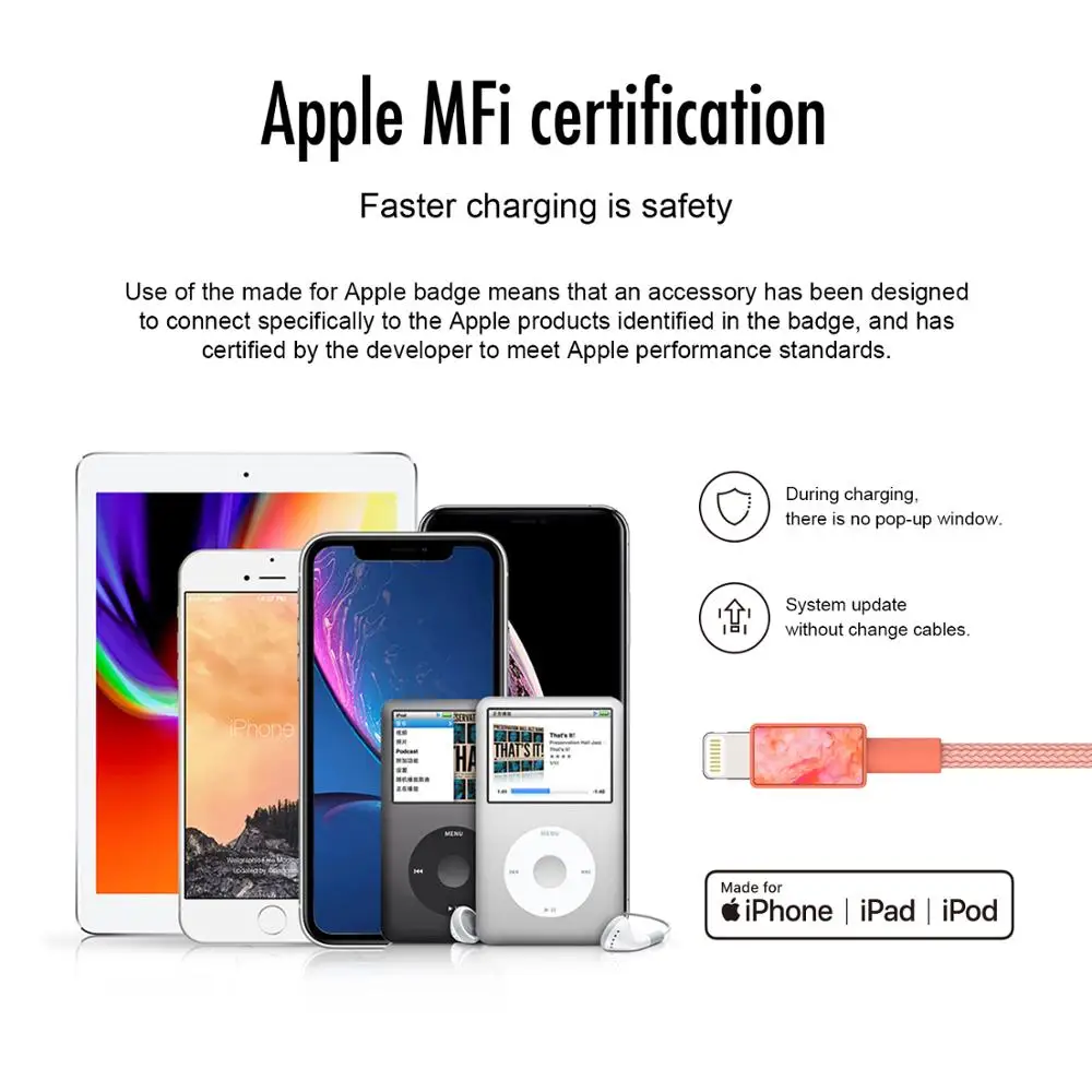 Кабель Ifory MFI Lightning 3 А USB C на зарядное устройство для iPhone шнур быстрой зарядки и