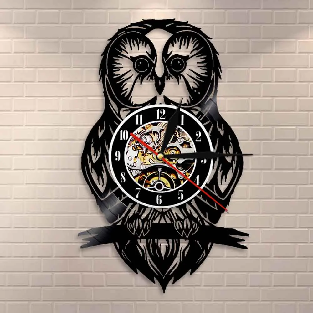 Виниловые настенные часы с изображением совы декор для птица подарок детей