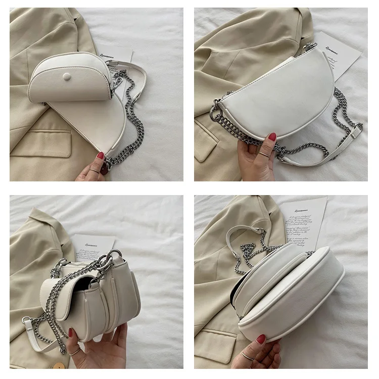 

Chain Designer Women Saddle Bag 2020 New Ladies Purse And Handbag Pu Leather Messenger Shoulder Bag For Lady Crossbody Bag