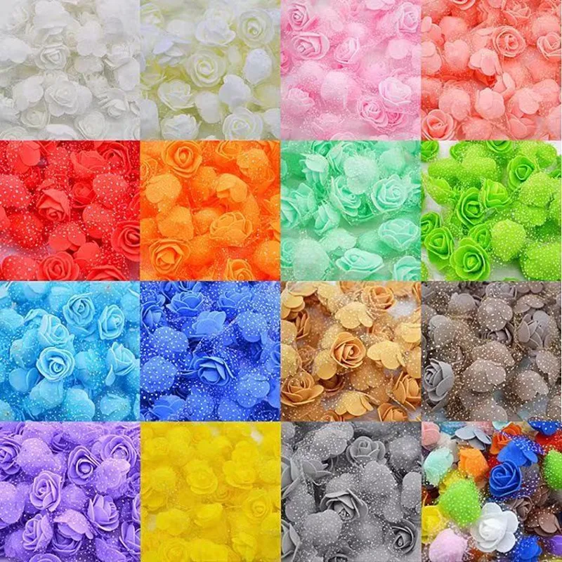 

100 шт. 3 см ручной работы из вспененного полиэтилена, цветы для Свадебная вечеринка DIY подарок на день рождения венок пены поддельные пряжа цв...