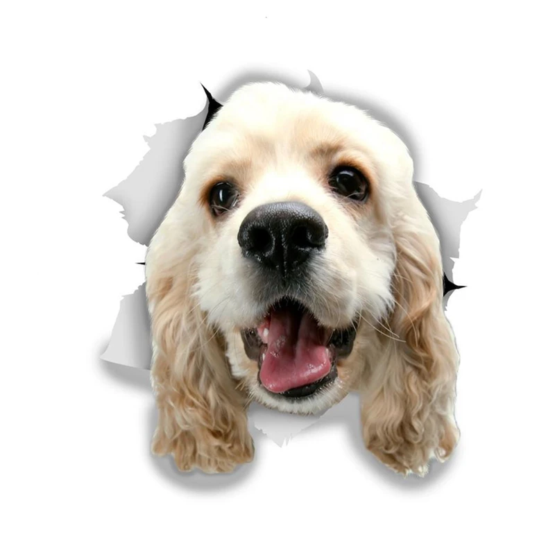 

B0592# 13CM 17CM Self-Adhesive Decal 3D White Cocker Spaniel Breed Dog Car Sticker Waterproof Auto Decors on Bumper Rear Window