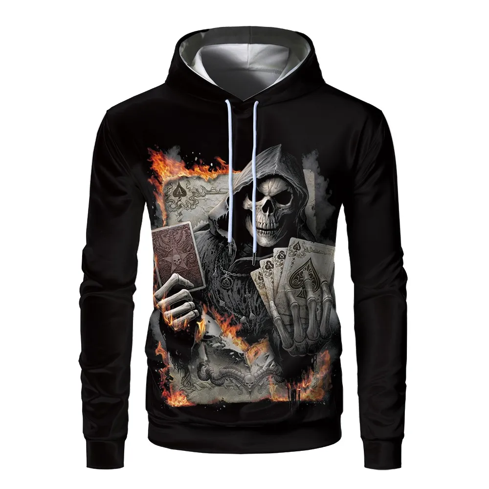 Новая толстовка с капюшоном ужасным принтом 3d Толстовка черепом супер крутая