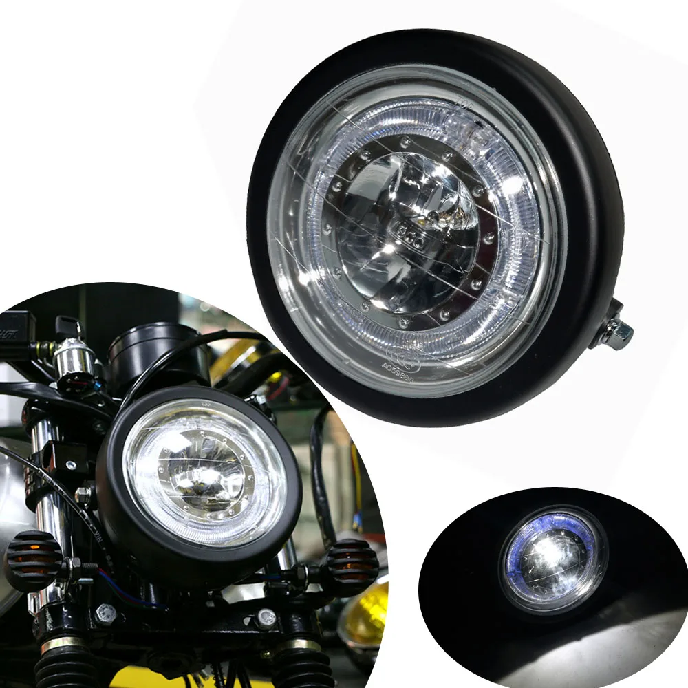 7 дюймовые мотоциклетные фары в стиле ретро черные светодиодсветодиодный