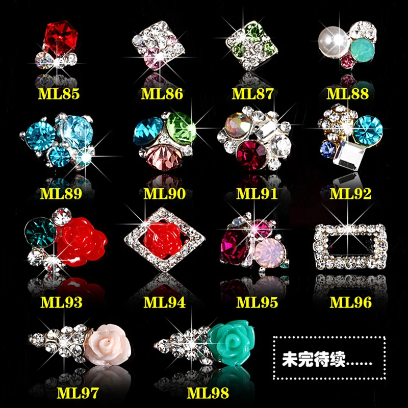 500PCS/lot Luxury Japanese nail jewelry decoration alloy heap rhinestones pearls 3d nail art charm nail metal