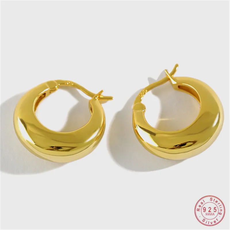 

925 Sterling Silver European Geometric Circle Stud Earrings Women Generous Temperament Party Jewelry Accessories Friendship Gift