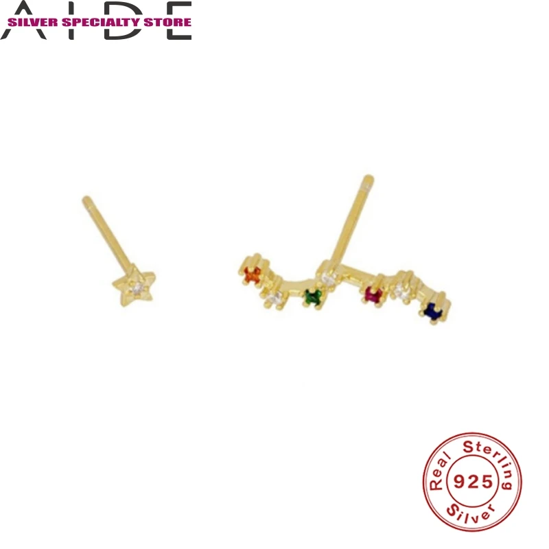 

AIDE Asymmetric Earring For Women 925 Silver Earrings 2020 Fashionable Stud Earrings Jewelry Zircon Pendientes Brincos Aretes