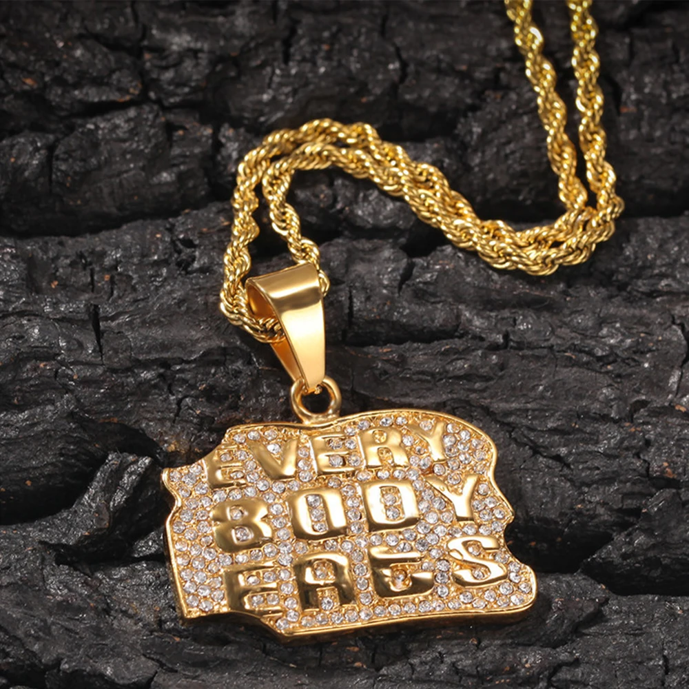 

Men Hip Hop Bling Iced Out Letters Pendant Necklaces Stainless Steel Never Fade Necklace For Men Rapper Fashion Jewelry