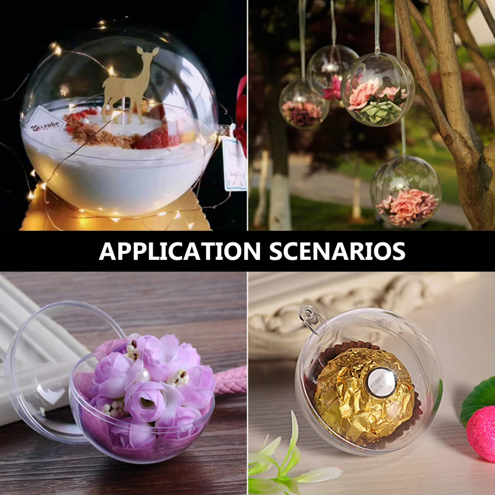 

24 Pcs Transparent Hollow Drop Fill-able Fashion Separable Ornament Arts Crafts for Christmas Tree Party (6x6c
