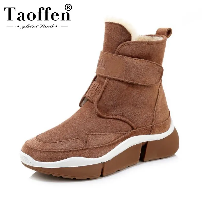 Женские сапоги с Плюшевым Мехом Taoffen зимние теплые уличные короткие из