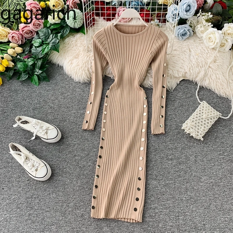 Женское трикотажное платье с круглым вырезом Gagarich однотонное обтягивающее