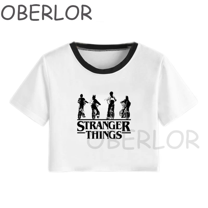 

Футболка женская в стиле аниме «очень странные дела», крутая одежда с коротким рукавом и принтом, кроп-топ в стиле Харадзюку, Повседневная У...