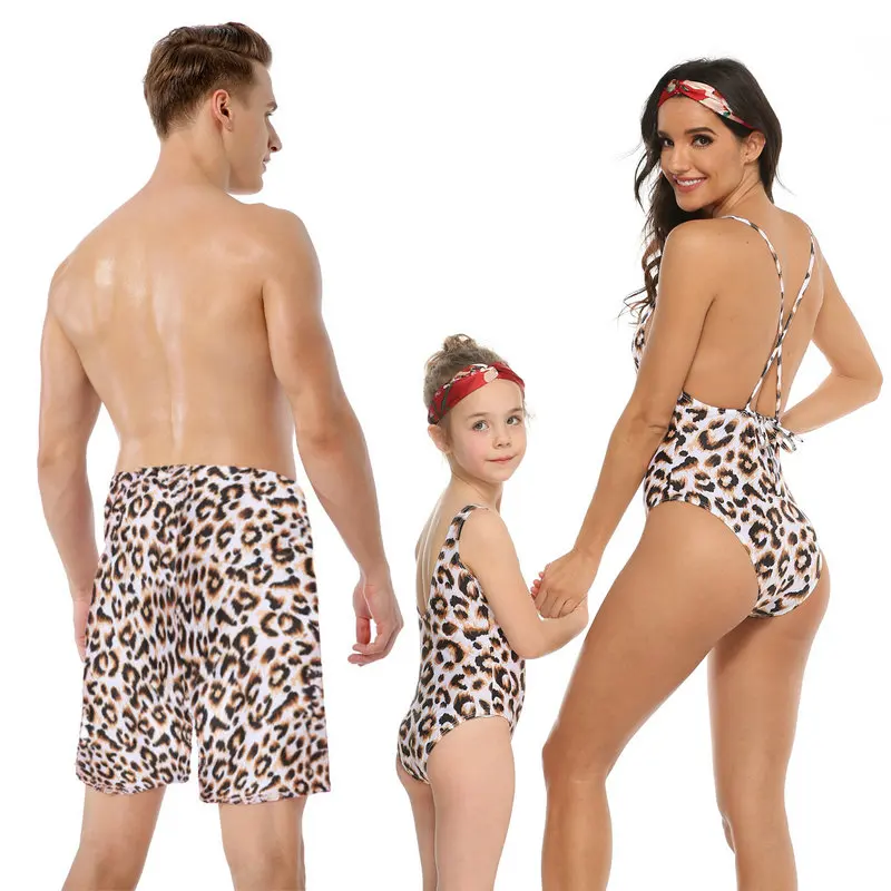 Купальный костюм с леопардовым принтом для всей семьи купальный мамы и дочки