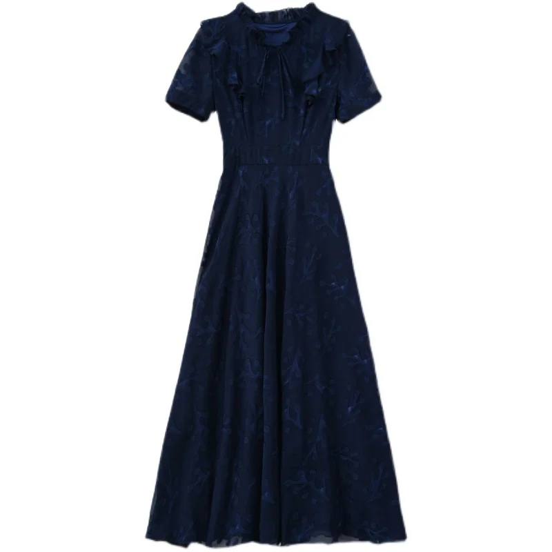 

COIGARSAM 3XL Plus Size Short Sleeve Women Long dress New Summer Dresses Champagne Navy Pink Gray 3095