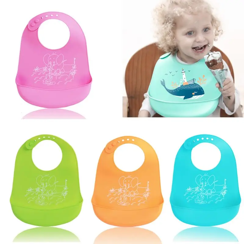 Детские нагрудники силиконовые водонепроницаемые Слюнявчики для кормления