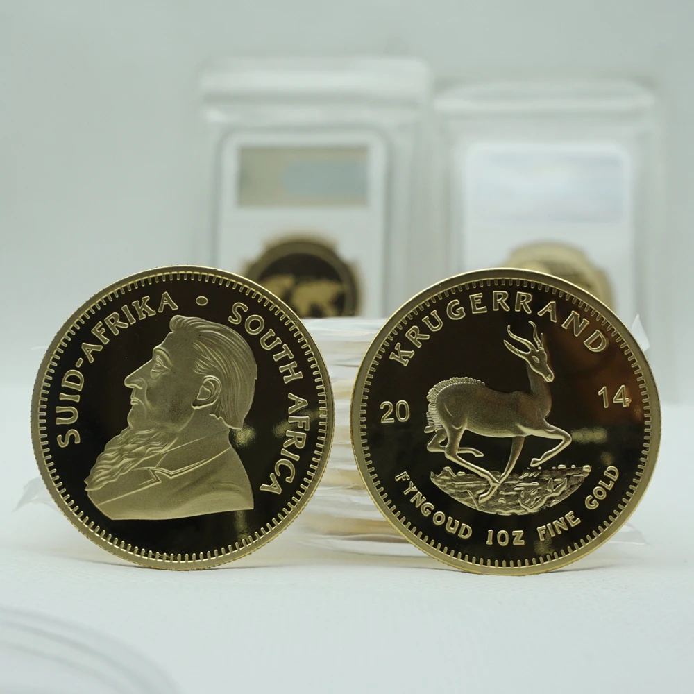 

5PCS 1 OZ Gold 2014 Krugerrand 1OZ Fine Gold Replica South Africa Replica Coin Paul Kruger Commemorative Metal Coin