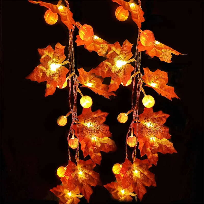 40 LED String Lights Maple Leaves Garland Led Fairy for Christmas Decoration Halloween Pumpkin Holiday Party Wedding Xmas | Дом и сад
