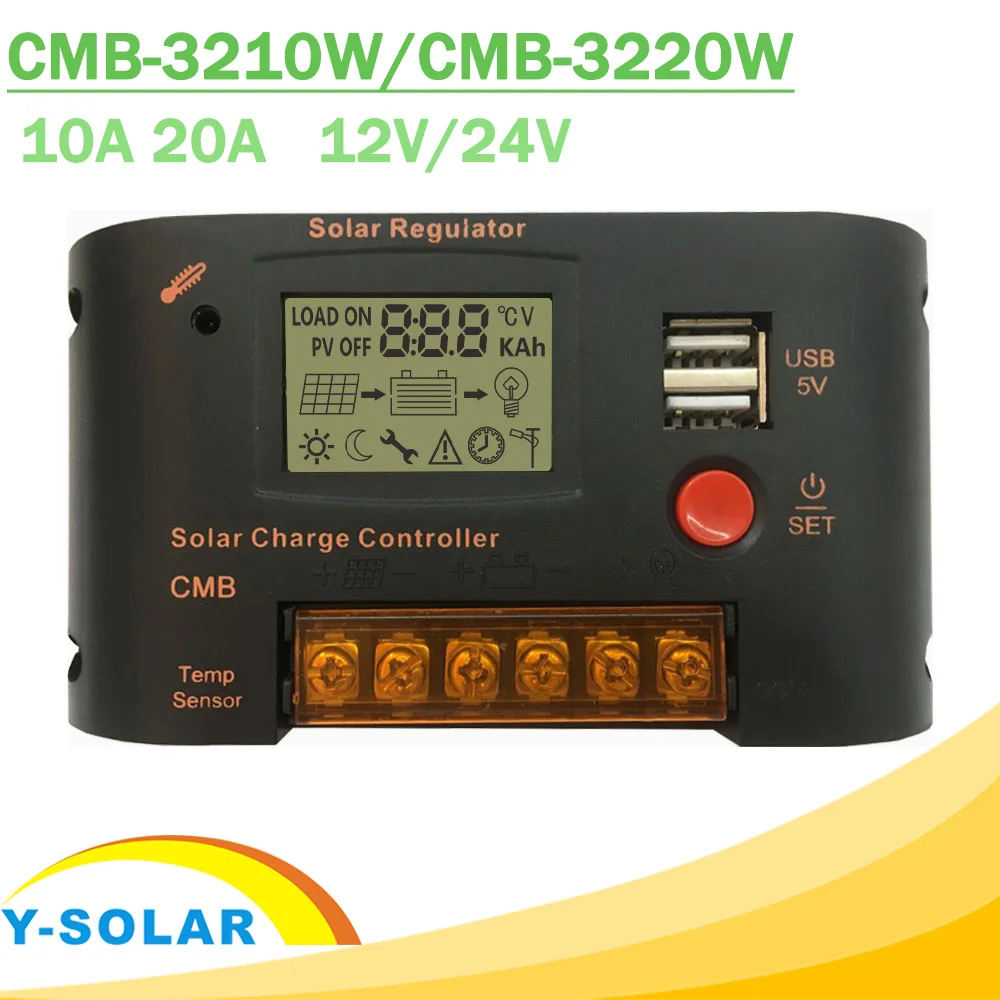 10A 20A PWM регулятором солнечного Зарядное устройство Управление 12v/24v Авто ЖК