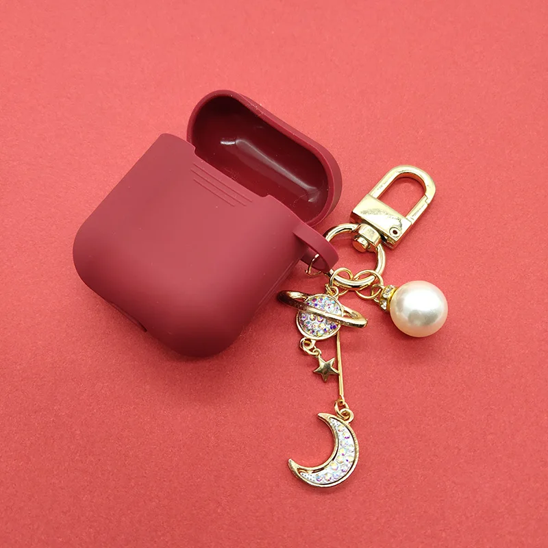 Роскошный силиконовый чехол со стразами и Луной для Apple Airpods аксессуары Bluetooth