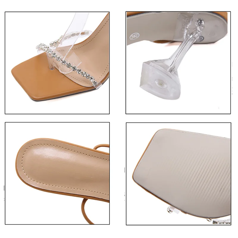 

Women Shoes High Heels Women Pumps Rhinestones Cross-tied Sandals 2021 Heels Sandals Women Summer Footwear High-Heeled Sandals