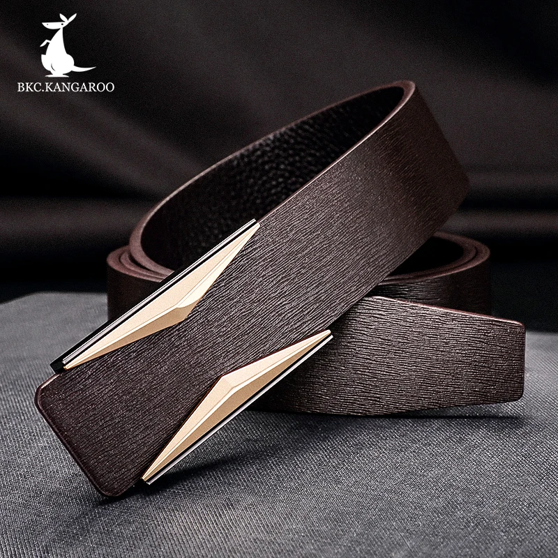 Мужской ремень-кенгуру из натуральной кожи с гладкой пряжкой | Аксессуары для