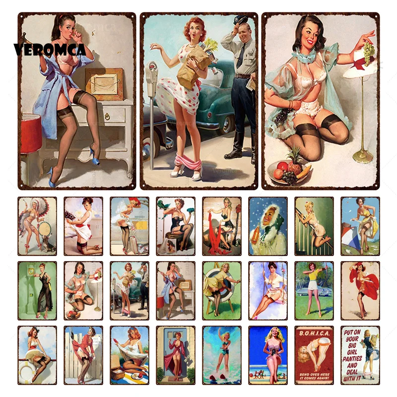 

Health Maid Metal Poster Plates Plaque Pin Up Girl Wall Stickers Sexy Lady Tin Sign Bar Shop Vintage Wall Home Decor Accessories