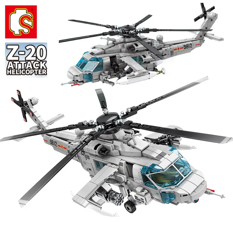 SEMBO 935 шт. современные вооруженные атака Z 20 вертолет строительные блоки армии с