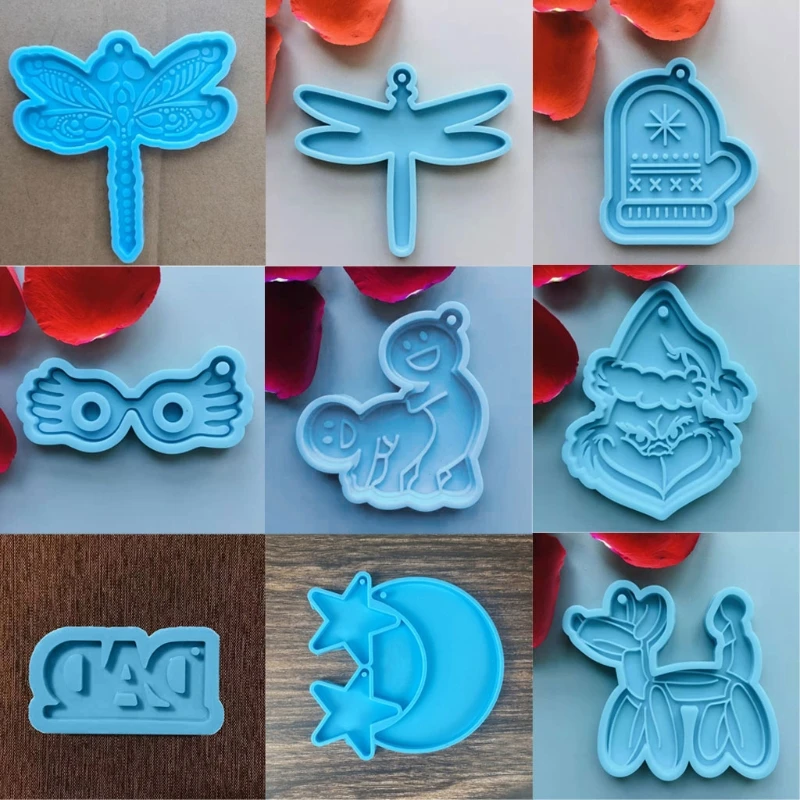 

DIY Silicone Dragonfly Gloves Pendant Resin Mold Letter DAD Keychain Balloon Dog Resin Casting Mold Resin Crafting Tools