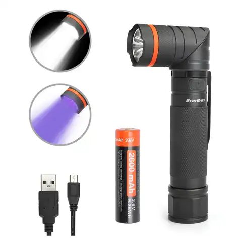 Светодиодный тактический фонарик EverBrite, перезаряжаемый от USB фонарик с аккумулятором 18650, в комплекте сверхъяркий водонепроницаемый фонари...