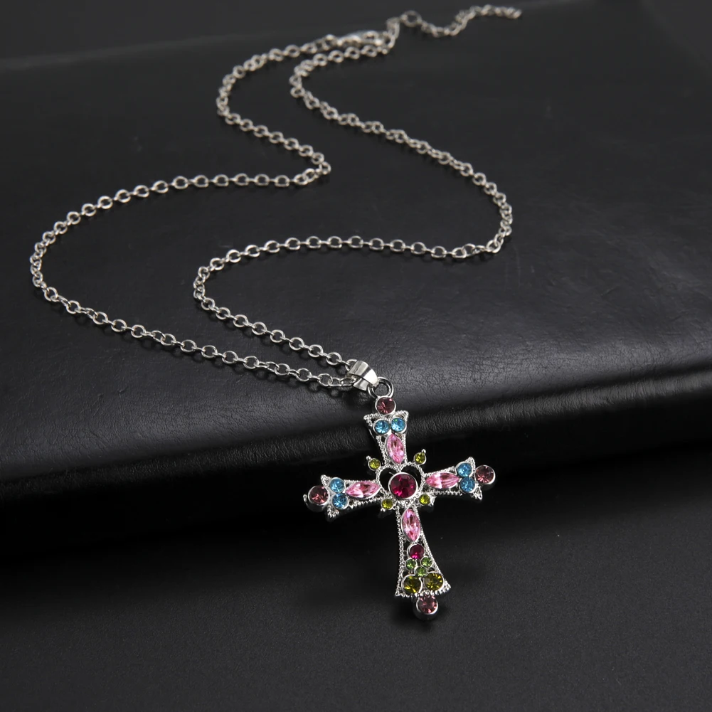 My Shape Красочные кристаллы горный хрусталь Иисус крест религия ожерелья женское