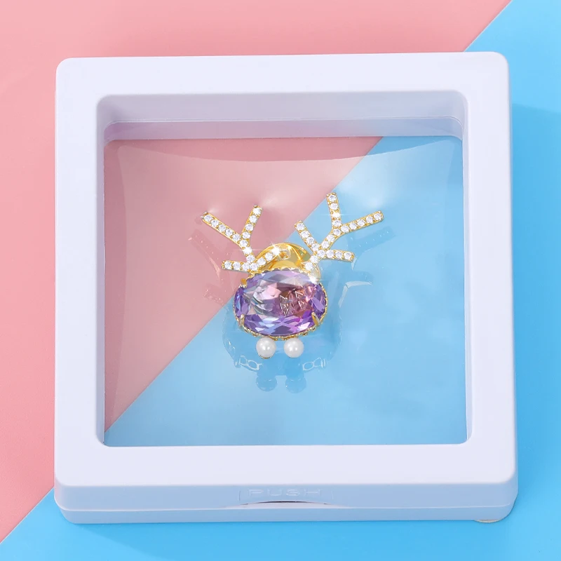 Модный олень Rudolph голова брошь эмалированный штифт циркон для друзей пара