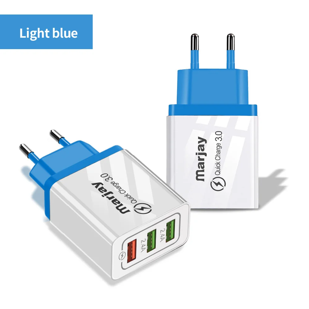 Marjay 3 порта быстрое зарядное устройство QC 3,0 USB зарядное устройство для телефона быстрое зарядное устройство EU зарядное устройство для мобильного телефона для samsung s9 s10 Xiaomi mi9