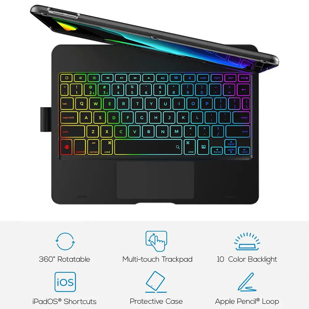 Беспроводная Bluetooth-клавиатура с подсветкой для iPad 10 2 дюйма 2021 9 8 7 Air3 | Компьютеры и