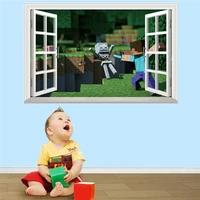3d cartoon steve game pvc wall stickers gifts for children wall stickers room environmental pvc for kids kids room