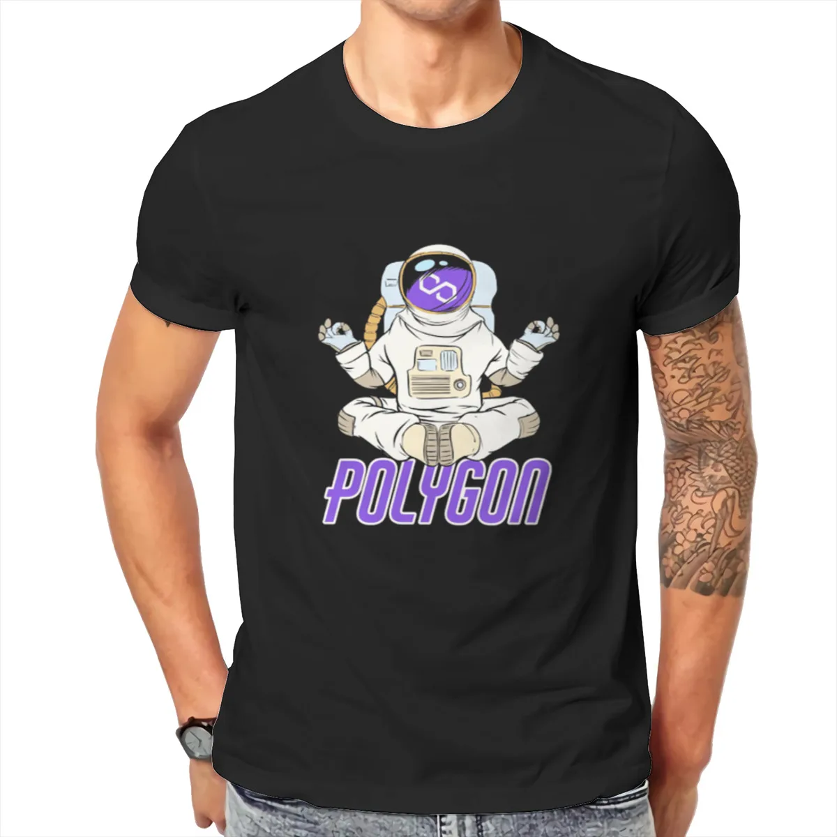 

Men Polygon Yoga Zen Crypto MATIC Cryptocurrency Moon Man Anime Crypto Cryptocurrency Funny Classic Top Quality Tshirt